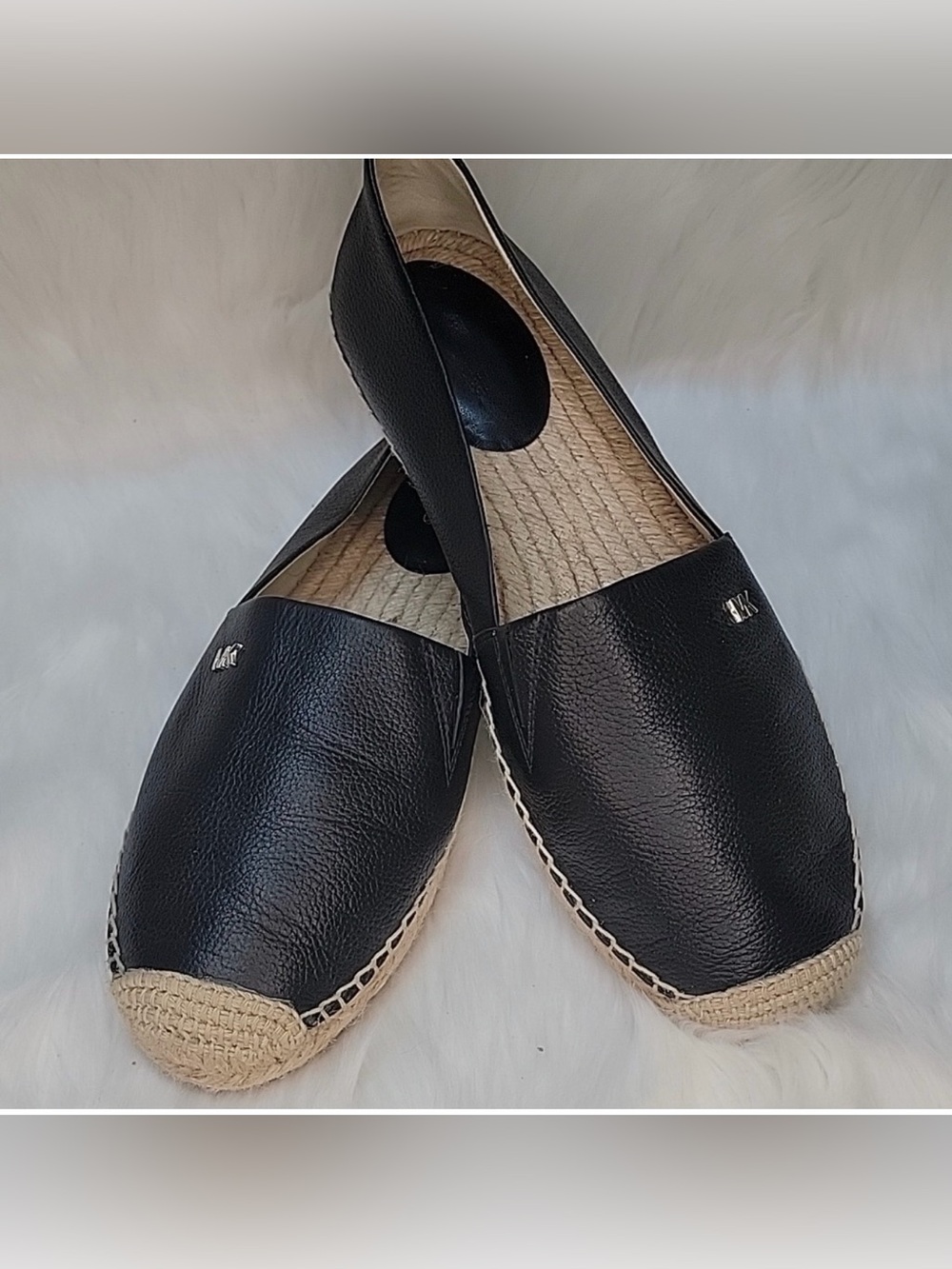 Michael Kors Black Leather Espadrille Flats